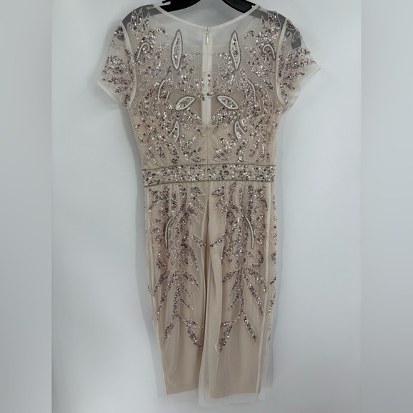 adrianna papell Embellished Mesh Sequin Cocktail wedding Formal Gown dress 2 NWT - Picture 6 of 16